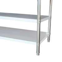 Table de travail en acier inoxydable de qualité supérieure Équipement de cuisine et de restaurant Trois couches avec tube rond Banc de travail bon marché