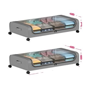 กล่องเก็บของใต้เตียงพร้อมล้อเลื่อน กล่องเก็บเสื้อผ้าพร้อมฝาปิดกันฝุ่นสำหรับเสื้อผ้า รองเท้า ผ้าห่ม - Product Image 1