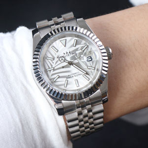 Montre mécanique personnalisée MINUTETIME NH35, mouvement automatique, cadran à motif de feuilles de luxe, montre étanche pour homme - Product Image 5