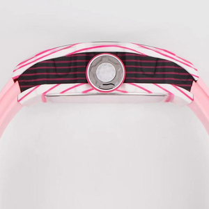 Montre mécanique squelette tourbillon résistante aux chocs TPT Tonneau en quartz rose pour homme, ultra-légère, de luxe, avec bracelet en caoutchouc - Product Image 5