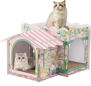 <span class=keywords><strong>Maison</strong></span> pour animaux de compagnie en <span class=keywords><strong>carton</strong></span> moderne à 2 étages avec griffoir pour chats, lapins et petits animaux - Cadeau de Noël ou d'anniversaire - Product Image 1
