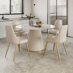 Mới Hiện Đại Đồ nội thất nhà phòng ăn đặt 6 chỗ ngồi Vòng đá cẩm thạch bàn ăn - Product Image 5