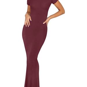 Vestidos Largos Ajustados Elegantes Casuales con Cuello Redondo y Manga Larga para Mujer, Personalizados al por Mayor - Product Image 3