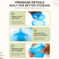 Boîte à lunch en silicone avec couvercle, boîte de conservation alimentaire en silicone platine pour une utilisation pratique au bureau et en extérieur, sans bisphénol.