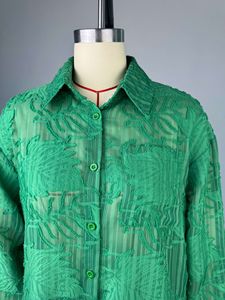 Gx2261 Thời Trang 2025 Mùa Xuân Quần Áo Nhà Cung Cấp Sexy Đường Phố Mặc Phụ Nữ Dài Tay Áo Xem Thông Qua Lần Lượt Xuống Áo Sơ Mi Và Quần 2 Mảnh Thiết Lập - Product Image 5