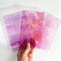 Couverture de carnet en acrylique Dream Sky, texture vague d'eau violet-rose, dégradé plage sablonnée, jolie feuille de planificateur pour fille