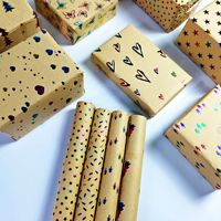 Kertas Kado Mewah Cetak Emas Berkualitas Tinggi Ramah Lingkungan Berwarna-warni Motif Bunga Bintang Dua Sisi Berlapis Resin Tahan Air