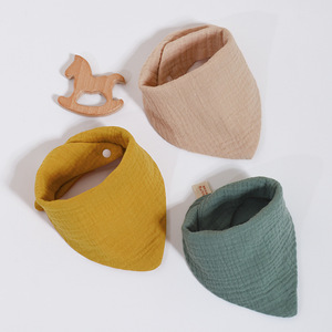 Bavoir bandana bébé premium uni en mousseline <span class=keywords><strong>de</strong></span> <span class=keywords><strong>coton</strong></span> respirant et antibactérien, réglable avec boutons-pression, pour usage quotidien des nourrissons - Product Image 5