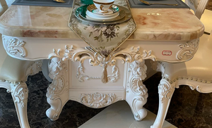 Antique Wood Dining <b>Tables</b> European Luxury Dining Room Furniture Set Marble Dining <b>Table</b> with Drawer - Product Image 4