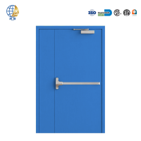 Porte coupe-feu d'urgence contemporaine en acier à double battant inégal avec barre anti-panique, prix abordable, directement de l'usine, sans intermédiaire, vente en gros