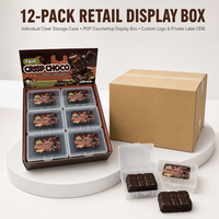 Assortiment de jouets moelleux en forme de chocolat brun, doux et compressibles, en boîte de présentation de douze pièces, pour les boutiques et la vente en gros