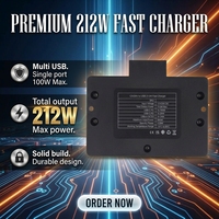 Boîtier de distribution USB multifonctionnel 12/24V 212W en plastique, prenant en charge l'interface PD 100W
