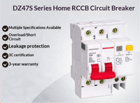 Disjoncteur d'air DZ47S 1P/2P/3P/4P domestique 16A/32A/63A 220V/380V 10kA/4.5kA/6kA, interrupteur principal compact à capacité de coupure élevée
