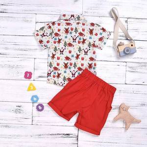 Tenue de fête HP pour garçons, chemise à manches courtes, pantalon rouge, tenues de Noël pour garçons KBCS-001 - Product Image 2