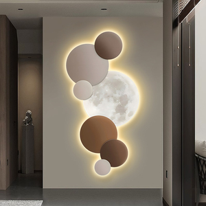 Decoración Moderna para el Hogar, Cuadros de Luna, Impresión con Grabado UV, Póster Redondo con LED, Obra de Arte de Cristal y Porcelana, Pintura Abstracta y Arte de Pared - Product Image 5