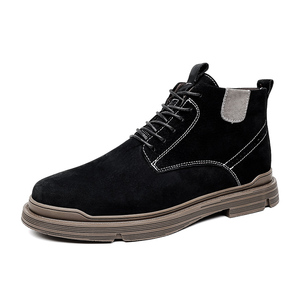Botas de herramientas para hombre, botas Martin, botas de trabajo y seguridad, Chukka, senderismo y senderismo, segunda capa, gamuza sintética, parte superior media alta con cordones - Product Image 1