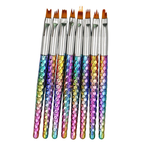 Pinceau à ongles en gel ombré, motif floral en forme de pétale, manche en plastique, virole en aluminium, poils en nylon, pour peinture dégradée, pinceau de manucure professionnel - Product Image 1