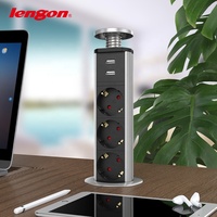 Multiprise escamotable 3 voies UE avec 2 ports USB intégrés