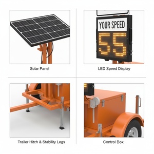 Panneaux de signalisation routière numériques à LED mobiles alimentés par énergie solaire GA pour affichage de la vitesse des véhicules dans les zones de stationnement autoroutières - Product Image 5
