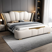 Italienisches Luxus-Stil King Size Bett Neues Modell High-End Doppelbett Weiche Lederpolsterung Extra-Großes Master Polsterbett
