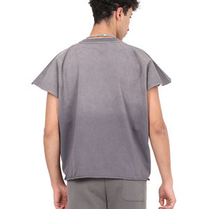 Camiseta Casual Vintage de Algodón 100% 300GSM Estilo Hip Hop Oversize de Color Liso con Hombros Anchos y Efecto Lavado - Product Image 3