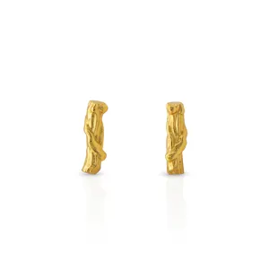 Chris April 925 sterling silver gold plated Minimalist In Stock Bump Texture Irregular Custom Vermeil Stud Earrings