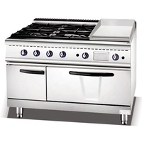 Truwin Cuisinière à gaz GPL autoportante 6 brûleurs en acier inoxydable Lave Rock Grill Four 1500W 10L Capacité Restaurant