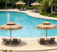 Parasol de patio en paille synthétique LS PE, style Tiki, anti-UV, pour jardin, bord de piscine et plage, parasol tropical d'extérieur