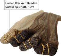 Mèches Coudre dans les extensions de cheveux Mèches de trame de cheveux humains Couleur Ombre Noir à Châtain Brun avec Blond Fraise
