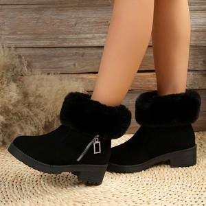 Supporto per la personalizzazione stivali da neve donna 2023 autunno <span class=keywords><strong>e</strong></span> inverno bocca di pelliccia tacchi spessi <span class=keywords><strong>e</strong></span> stivali corti in peluche <span class=keywords><strong>scarpe</strong></span> moda donna - Product Image 3