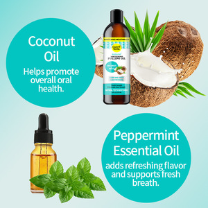 Bain de bouche 237 ml pour soins bucco-dentaires, huile de coco et huile de menthe poivrée pour la santé bucco-dentaire, blanchiment des dents, bain de bouche bio - Product Image 5