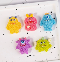Accessoires en résine Monstre Mignon en Peluche de Dessin Animé Écologiques pour DIY, Décoration pour Coque de Téléphone, Patch, Chaussures et Porte-clés