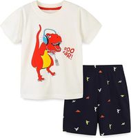 Hete Zomeruitverkoop 2 stuks 100% katoen jongens casual kledingset zachte shell T-shirts met dierenprint BKD merk gemaakt in China