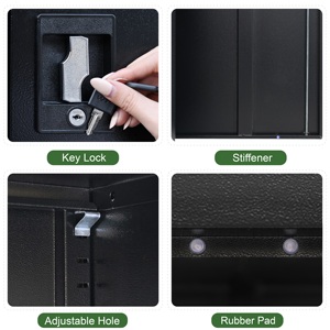 Armadio Metallico per Ufficio, Moderno Classificatore in Acciaio <span class=keywords><strong>Nero</strong></span> a 2 Ante con Ripiani Regolabili e Serratura - Product Image 5