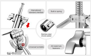 Verstelbare Lichten Heavy Duty Rvs 250Cm Light Stand + Boom Arm C Stand + Wiel Dragende 25kg Voor Flash - Product Image 4