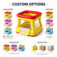 QPAU Aire de jeux gonflable 3-en-1 pour tout-petits : piscine à balles, trampoline et château gonflable avec filet de sécurité, pour 2-3 enfants, utilisation intérieure et extérieure