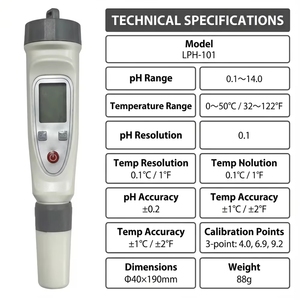 Veinasa Yüksek Hassasiyetli Dijital <span class=keywords><strong>pH</strong></span> Ölçer Kalem Test Cihazı ATC 3 Noktalı Otomatik Kalibrasyon 0-14 Ölçekli OEM/ODM Laboratuvar Bira Yapımı Şarap Üretimi için - Product Image 2