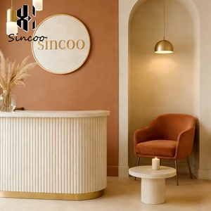 Comptoir de réception de <span class=keywords><strong>salon</strong></span> de beauté moderne, table de réception de spa de luxe incurvée, best-seller en Italie, tailles personnalisées - Product Image 3