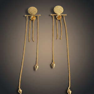 Pendientes Colgantes de Flor Vintage de Latón Chapado en Oro con Borlas Asimétricas para Mujer, Regalo para Fiesta - Product Image 2