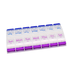 Boîte à pilules en plastique à 14 compartiments avec bouton poussoir, boîte à pilules de voyage, organisateur de pilules pour vitamines <span class=keywords><strong>hebdomadaire</strong></span> de 7 jours - Product Image 4