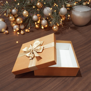 Tùy chỉnh cao cấp cam giấy bìa cứng bao bì nắp và cơ sở Quà Tặng Hamper hộp 2 mét độ dày dập nổi với <span class=keywords><strong>Ribbon</strong></span> - Product Image 1