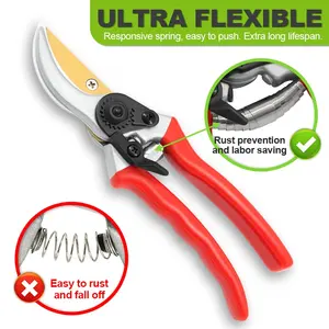 SUNSHINE Soft Dipped Handle Garden Scissors Aluminum Bypass Pruning Shears