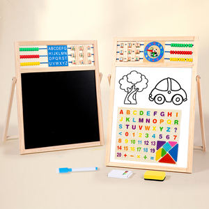 Chevalet double face pour enfants avec tableau blanc magnétique et tableau noir à peindre, chevalet en bois 4-en-1 pour enfants - Product Image 5