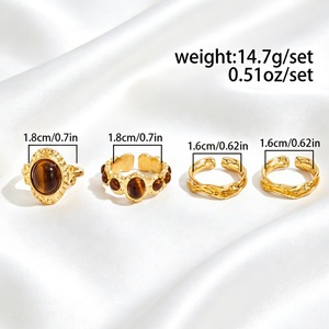 Fashionable Retro Court Style Gemstone <b>Open</b> <b>Ring</b> Set For Women Party Jewelry - Product Image 4