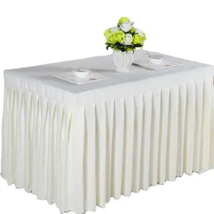 Exposição do banquete do poliéster reuniões várias cores mesa saias sólida saia mesa