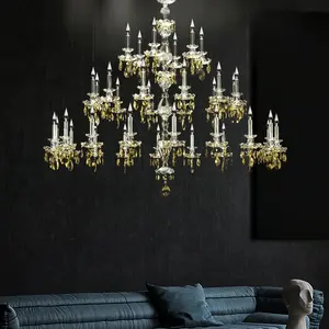 Villa Hotel Project Lighting Indoor Hotel Lobby Customized Made Hanging Candle Crystal Led Chandelier