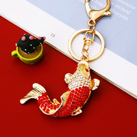 Porte-clés et pendentifs en métal au design créatif coréen sur le thème du poisson pour sacs de femme - Cadeau idéal pour les porte-clés de voiture