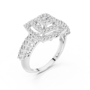 Bague en argent avec diamant, bijou classique élégant et stylé pour femme, parfait pour les mariages, les fiançailles, les anniversaires et les soirées. - Product Image 2