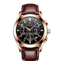 Nouvelle montre-bracelet de luxe pour homme en cuir, mouvement à quartz, boîtier en alliage 42 mm, cadran à aiguilles, épaisseur 10 mm, sportive, étanche et lumineuse