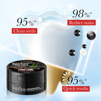 Poudre dentaire blanchissante SADOER à marque privée, soin buccal, nettoyage en profondeur, élimination des taches de café, vitamine C, charbon actif, menthe